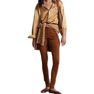 Polo Ralph Lauren Lambskin Suede Riding Pant Cinnamon Brown Super Slim Size 2